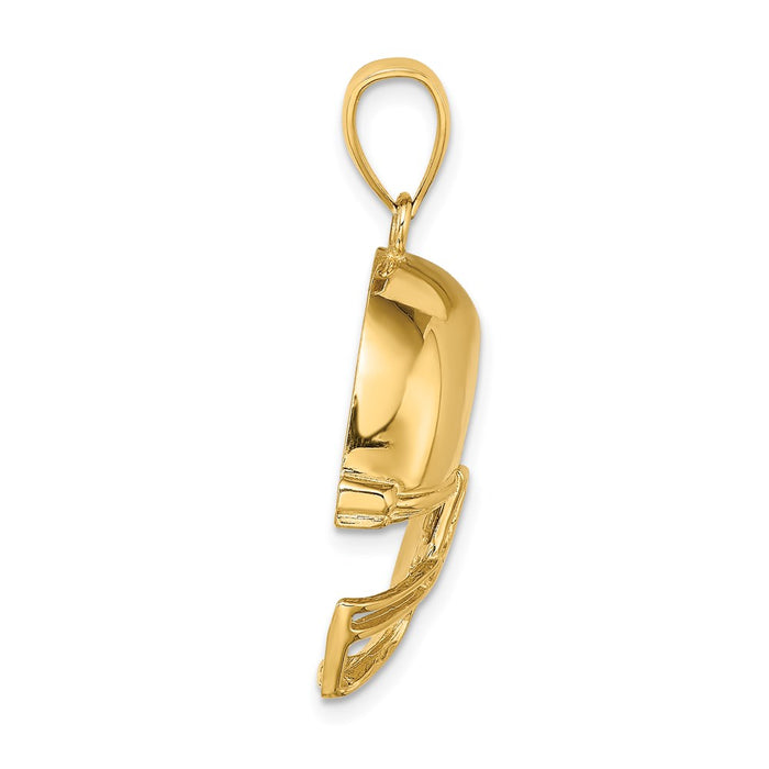 Million Charms 14K Yellow Gold Themed 2-D & Polished Sports Football Helmet Charm