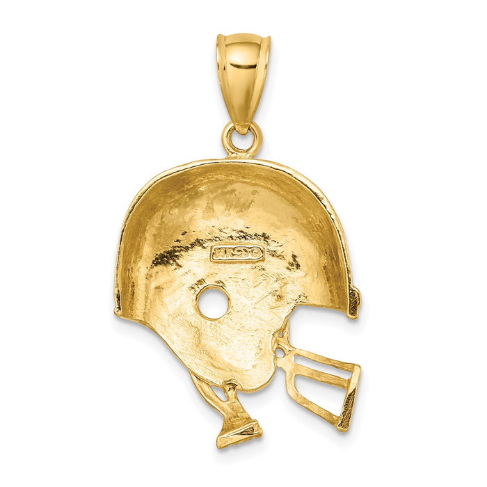 Million Charms 14K Yellow Gold Themed 2-D & Polished Sports Football Helmet Charm