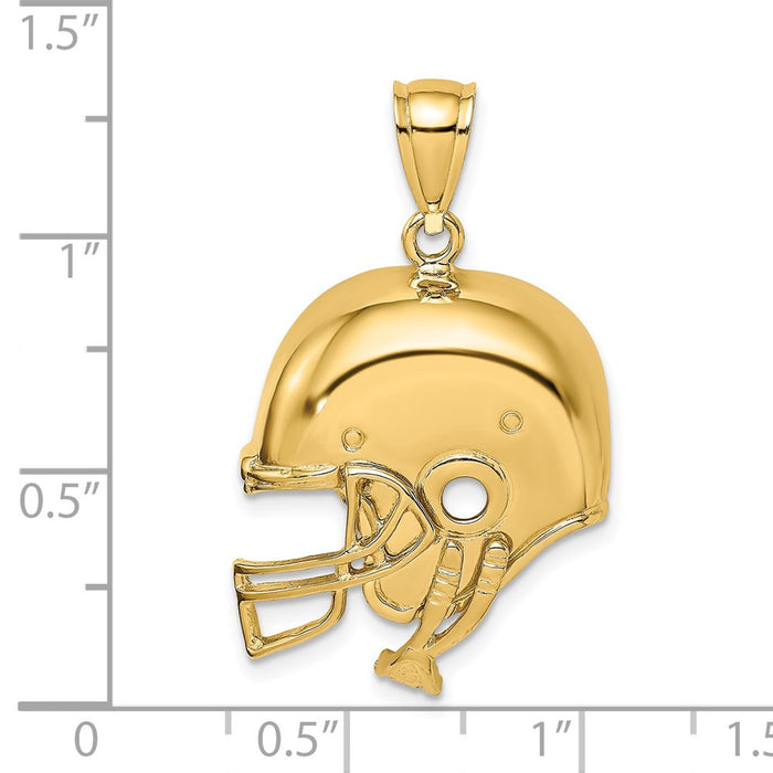 Million Charms 14K Yellow Gold Themed 2-D & Polished Sports Football Helmet Charm