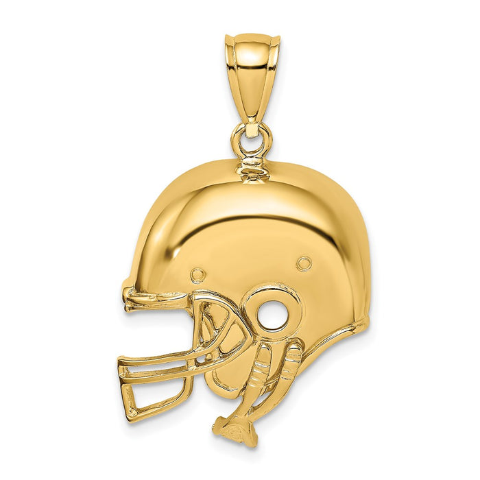 Million Charms 14K Yellow Gold Themed 2-D & Polished Sports Football Helmet Charm