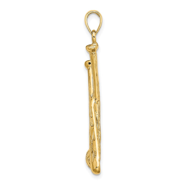 Million Charms 14K Yellow Gold Themed 2-D Sports Baseball Bats & Ball Charm