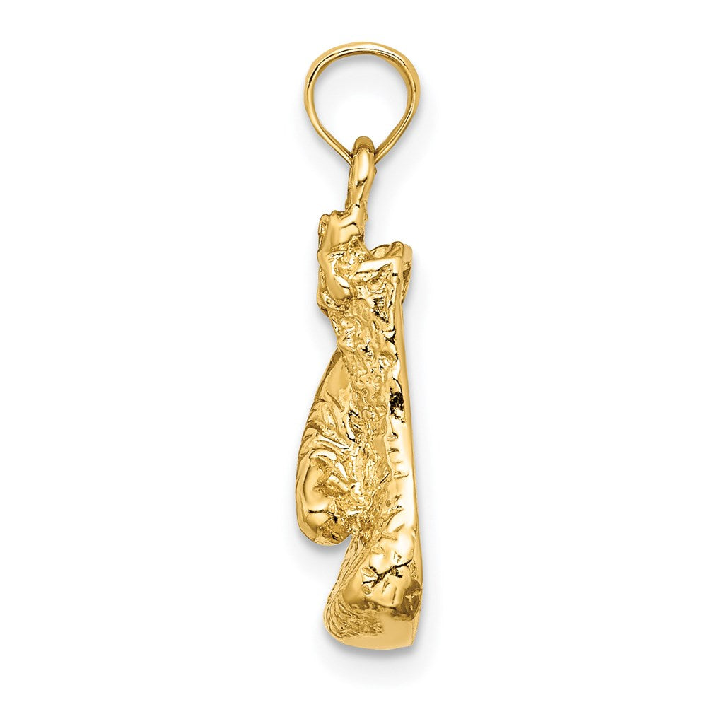 Million Charms 14K Yellow Gold Themed 2-D Polished & Textured Single Sports Boxing Glove Charm