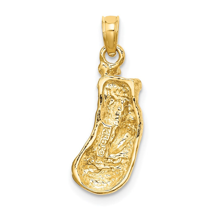 Million Charms 14K Yellow Gold Themed 2-D Polished & Textured Single Sports Boxing Glove Charm