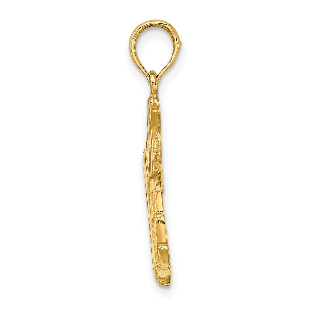 Million Charms 14K Yellow Gold Themed 2-D Sports Soccer Shoe Kicking Ball Charm