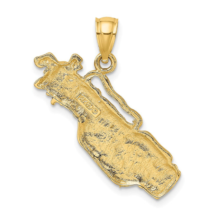 Million Charms 14K Yellow Gold Themed 2-D Sports Golf Bag & Clubs Charm