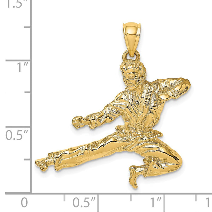 Million Charms 14K Yellow Gold Themed 3-D Karate Man Charm