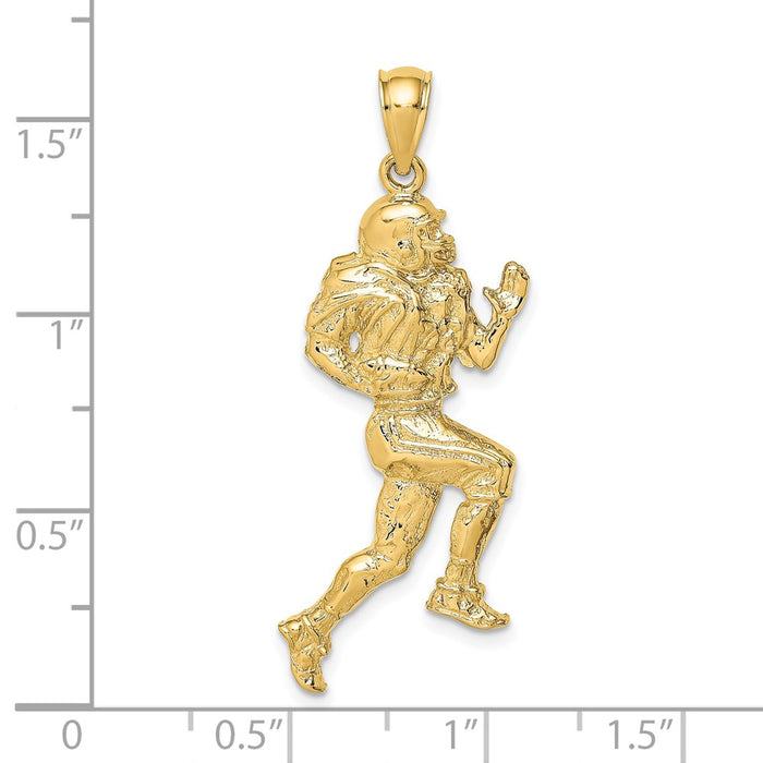 Million Charms 14K Yellow Gold Themed Polished Running Sports Football Player Charm