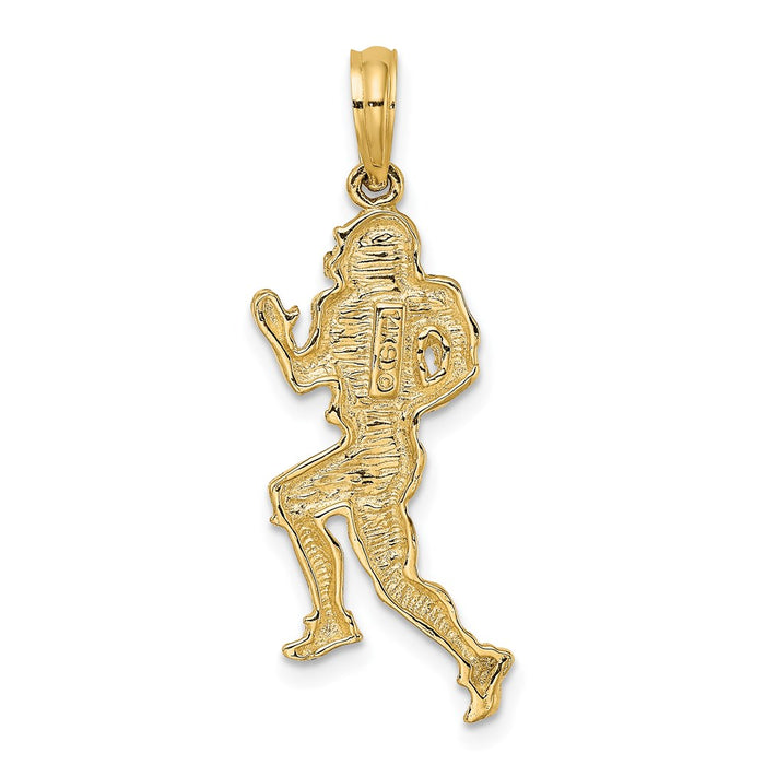 Million Charms 14K Yellow Gold Themed Polished Running Sports Football Player Charm