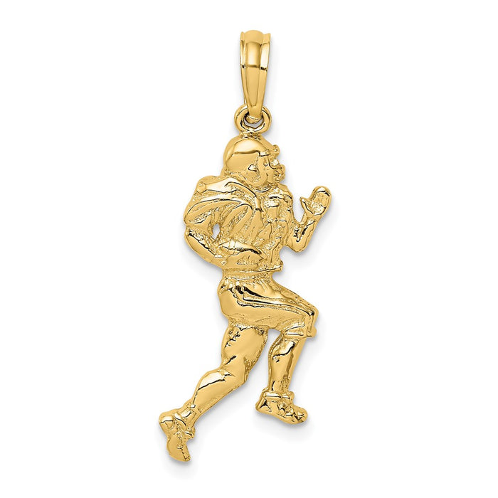 Million Charms 14K Yellow Gold Themed Polished Running Sports Football Player Charm