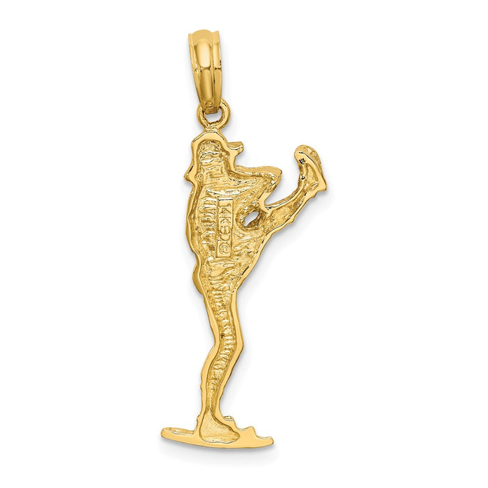 Million Charms 14K Yellow Gold Themed 2-D Sports Baseball Pitcher On Mound Charm