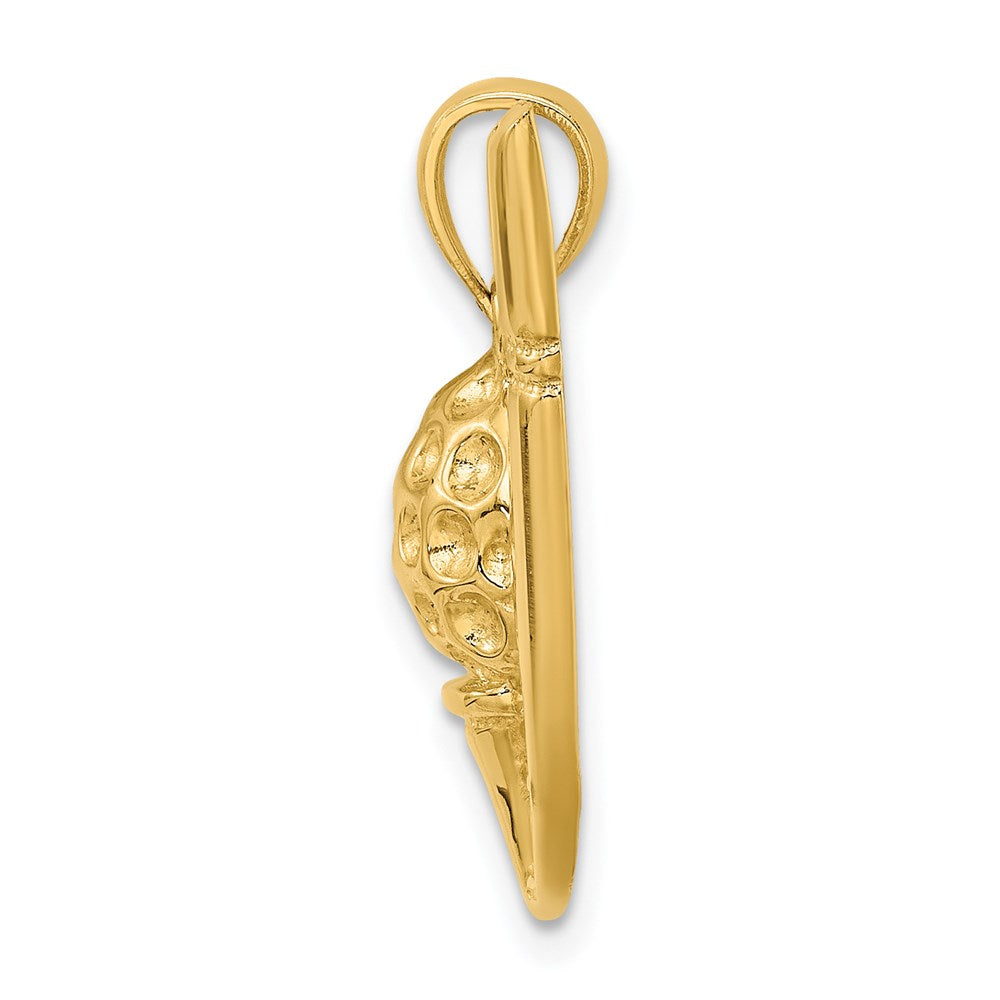 Million Charms 14K Yellow Gold Themed 2-D Sports Golf Club & Ball On Tee Charm