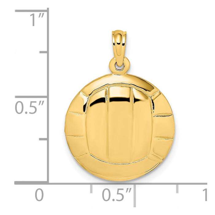 Million Charms 14K Yellow Gold Themed 2-D & Polished Volleyball Charm