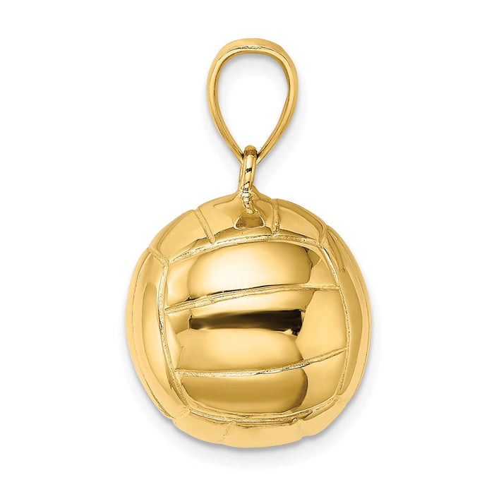 Million Charms 14K Yellow Gold Themed Polished & 3-D Volleyball Charm