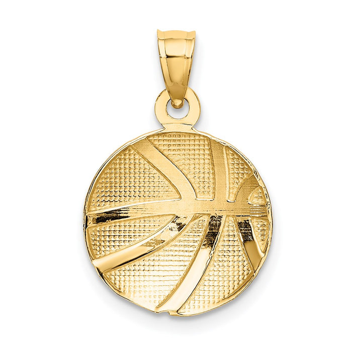 Million Charms 14K Yellow Gold Themed 2-D Textured Sports Basketball Charm