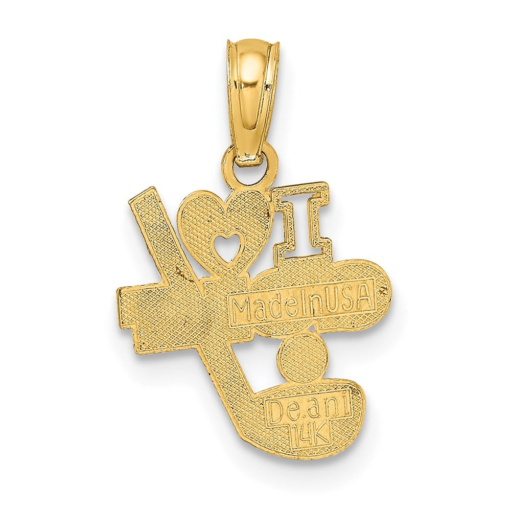 Million Charms 14K Yellow Gold Themed I Heart Sports Golf Club & Ball Charm