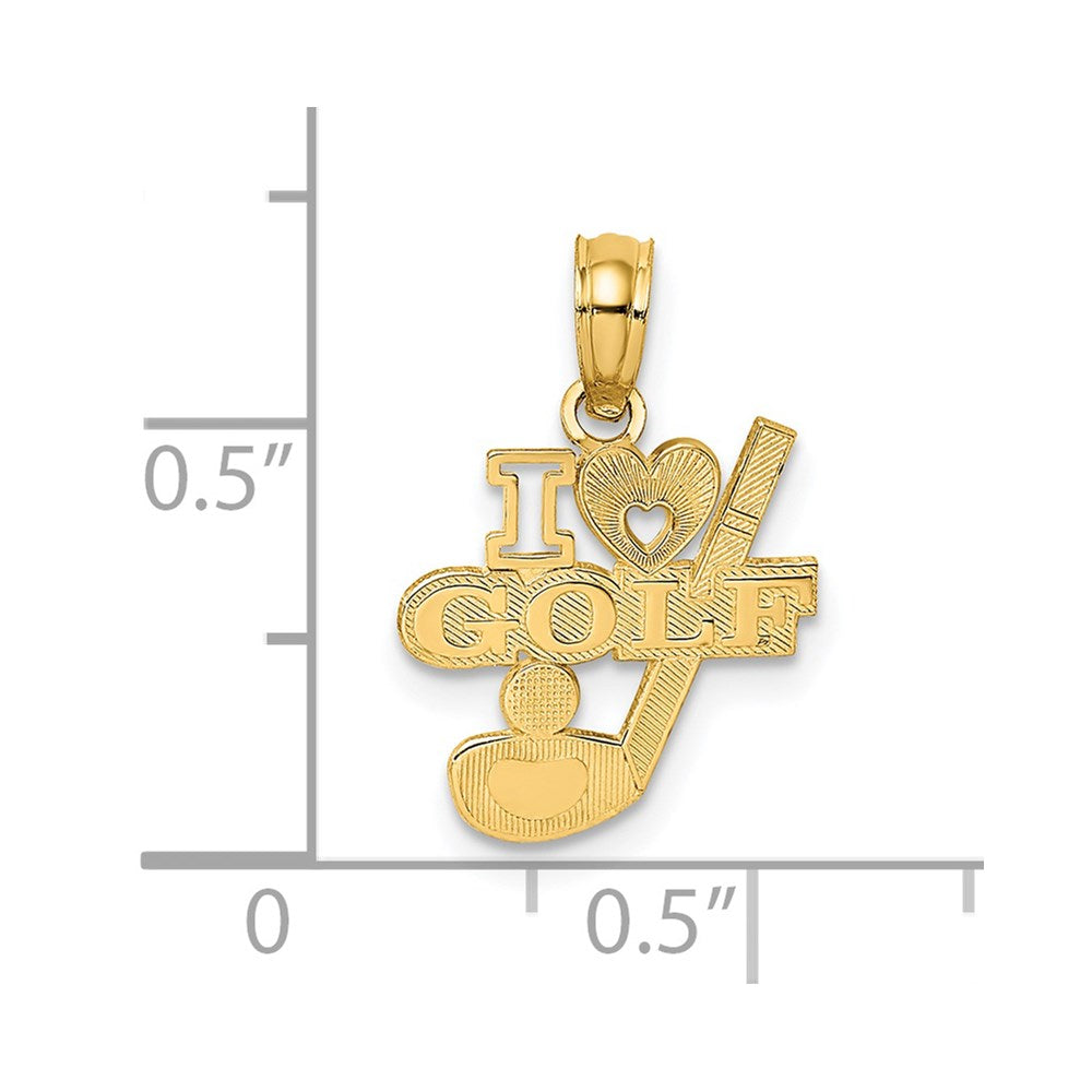 Million Charms 14K Yellow Gold Themed I Heart Sports Golf Club & Ball Charm