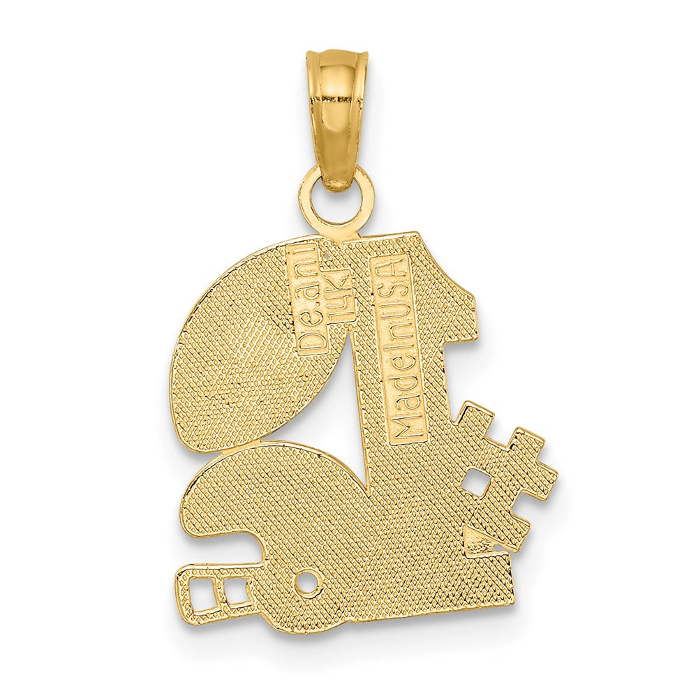 Million Charms 14K Yellow Gold Themed #1 Sports Football Story With Helmet & Ball Charm