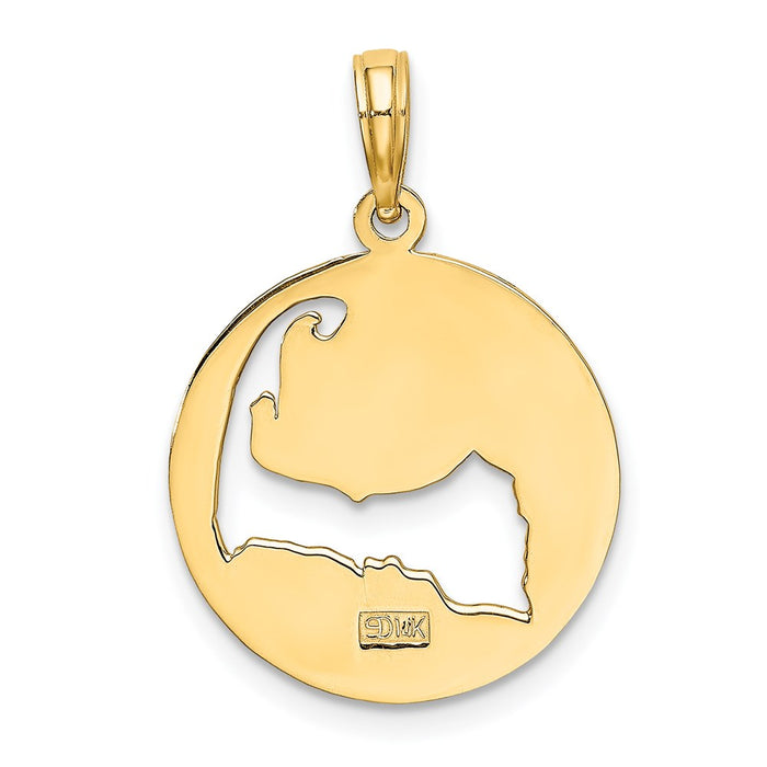 Million Charms 14K Yellow Gold Themed Polished & Cut-Out Cape Cod Silhouette Charm