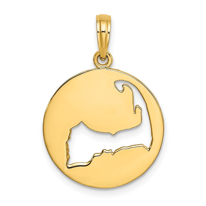 Million Charms 14K Yellow Gold Themed Polished & Cut-Out Cape Cod Silhouette Charm