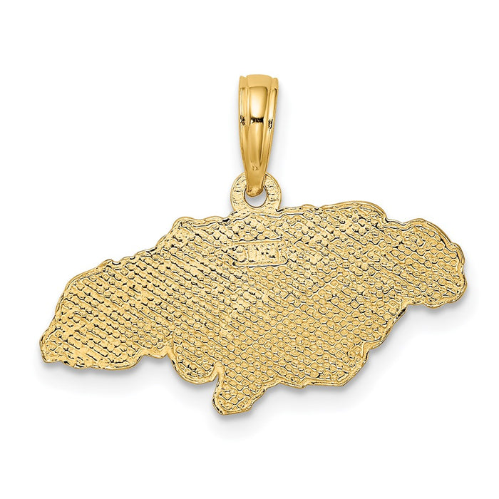 Million Charms 14K Yellow Gold Themed Textured Jamaica Map Charm