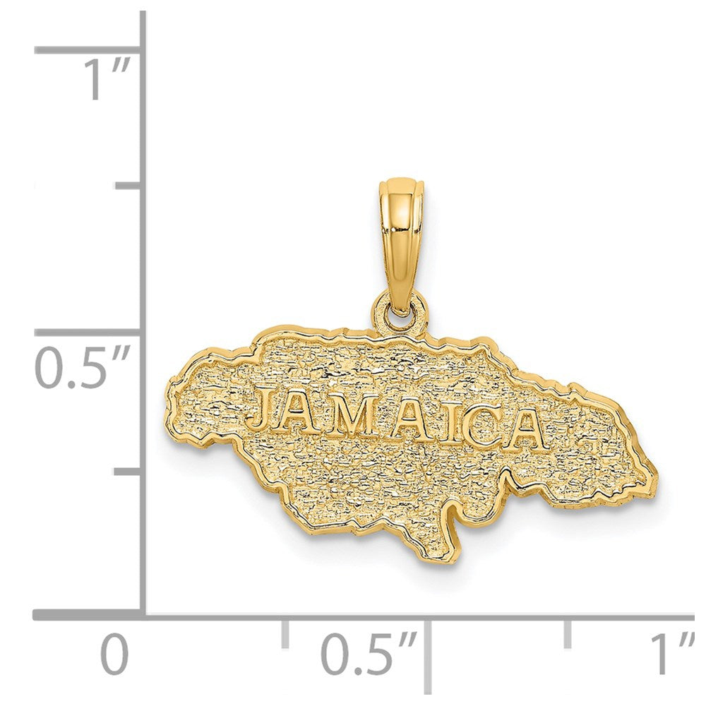 Million Charms 14K Yellow Gold Themed Textured Jamaica Map Charm