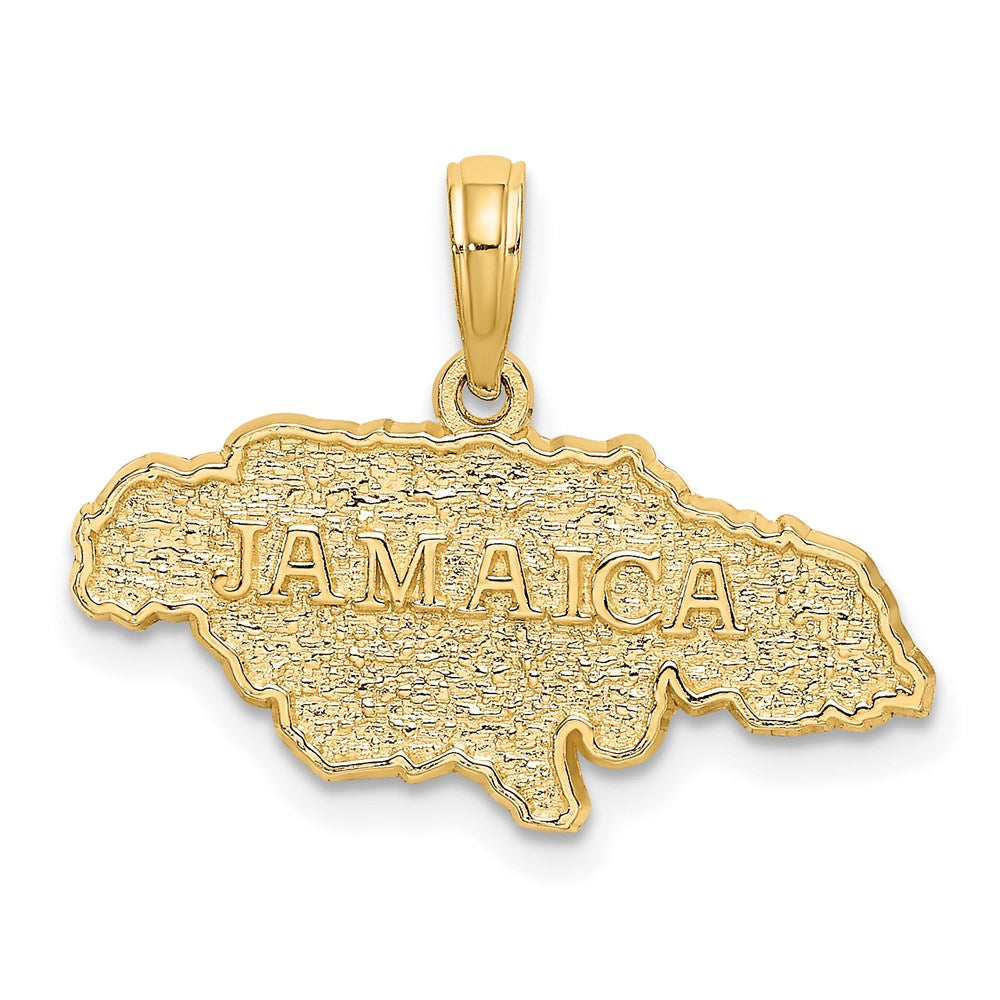 Million Charms 14K Yellow Gold Themed Textured Jamaica Map Charm
