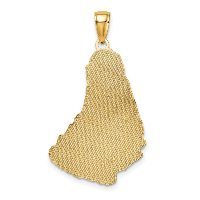 Million Charms 14K Yellow Gold Themed Textured Barbados Map Charm