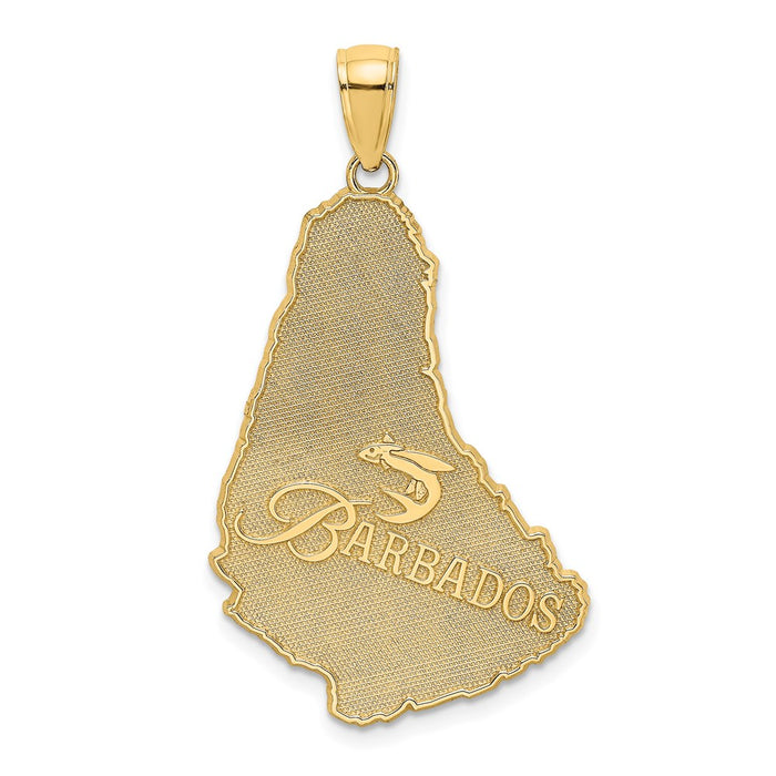 Million Charms 14K Yellow Gold Themed Textured Barbados Map Charm