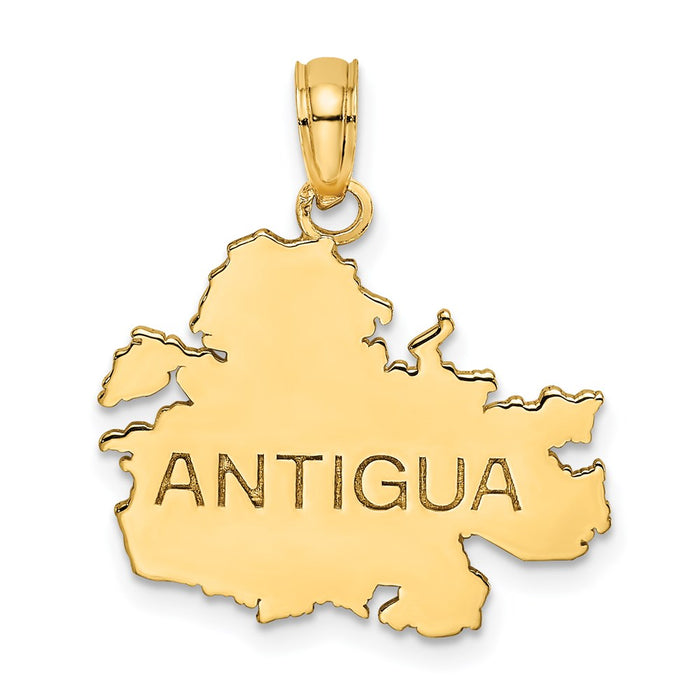 Million Charms 14K Yellow Gold Themed Polished & Engraved Antigua Map Charm