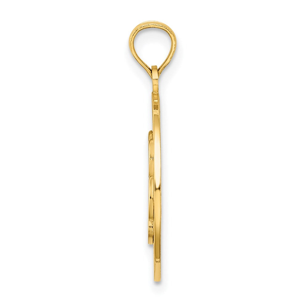Million Charms 14K Yellow Gold Themed Alaska On Round Frame With Bear Paw Charm