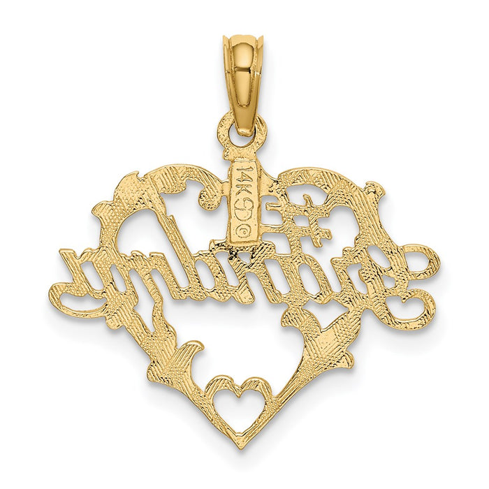 Million Charms 14K Yellow Gold Themed #1 Script Grandma In Heart Charm