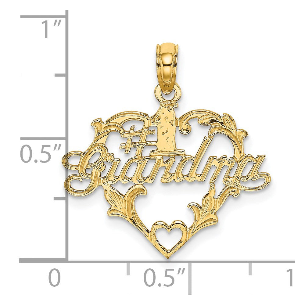 Million Charms 14K Yellow Gold Themed #1 Script Grandma In Heart Charm