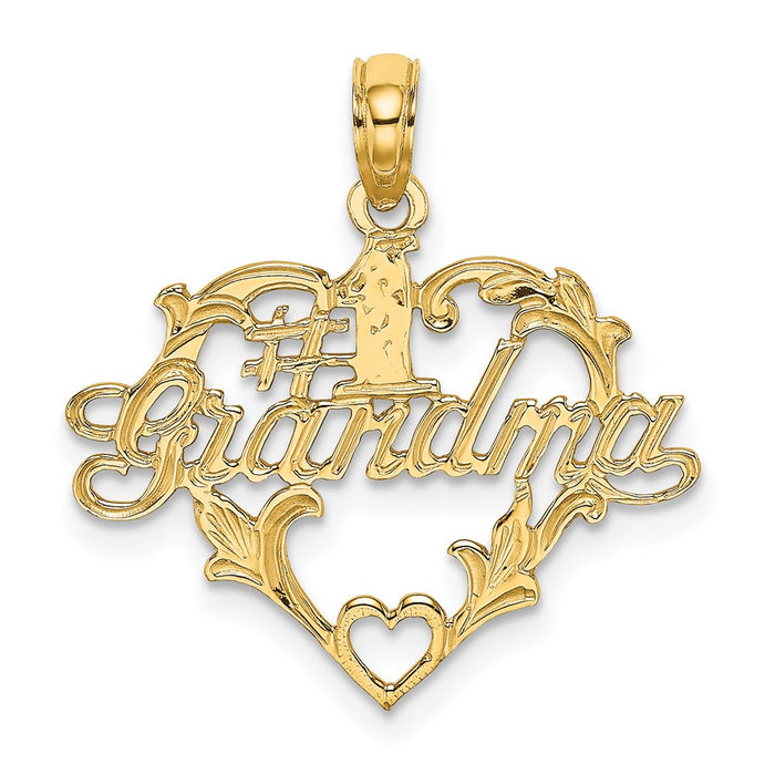 Million Charms 14K Yellow Gold Themed #1 Script Grandma In Heart Charm