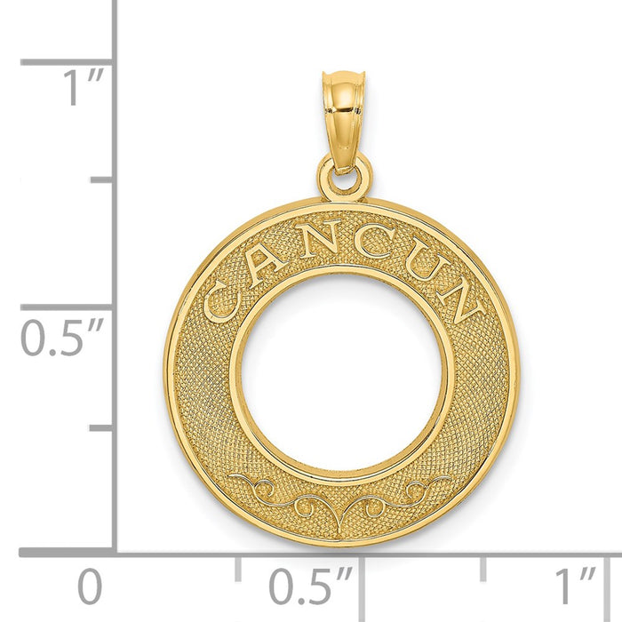 Million Charms 14K Yellow Gold Themed Cancun On Round Frame Charm