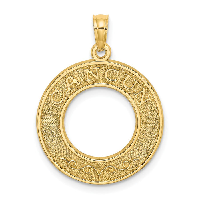 Million Charms 14K Yellow Gold Themed Cancun On Round Frame Charm