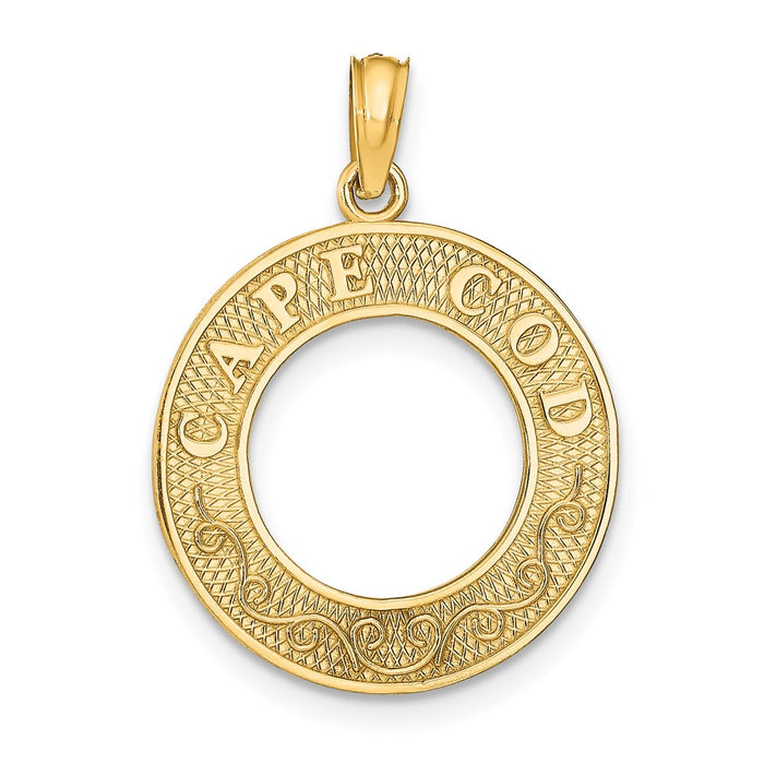 Million Charms 14K Yellow Gold Themed Cape Cod On Round Frame Charm