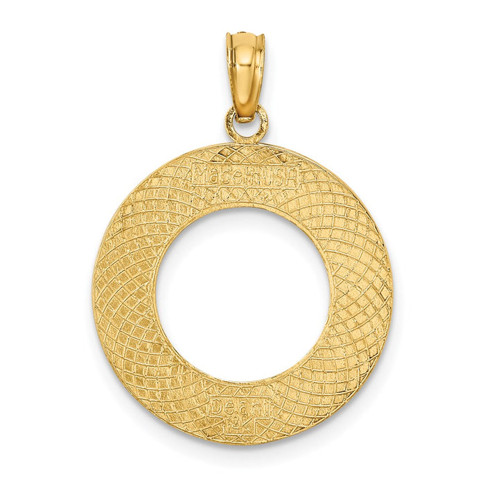 Million Charms 14K Yellow Gold Themed Nassau On Round Frame Charm