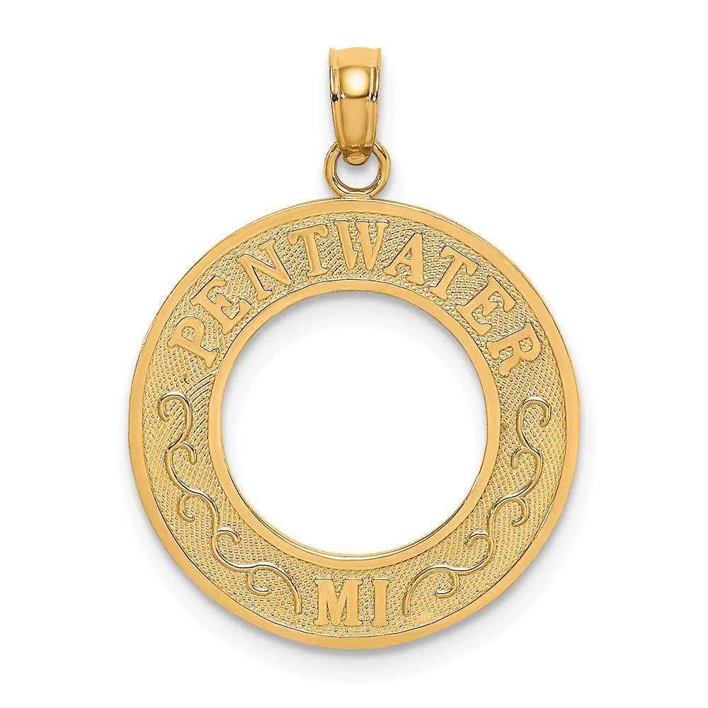 Million Charms 14K Yellow Gold Themed Pentwater, Mi Round Fram Charm