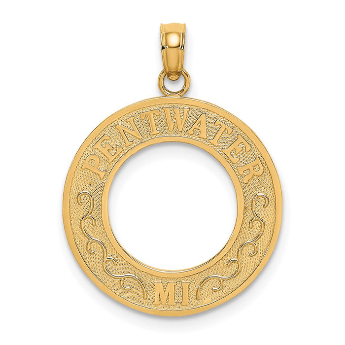 Million Charms 14K Yellow Gold Themed Pentwater, Mi Round Fram Charm