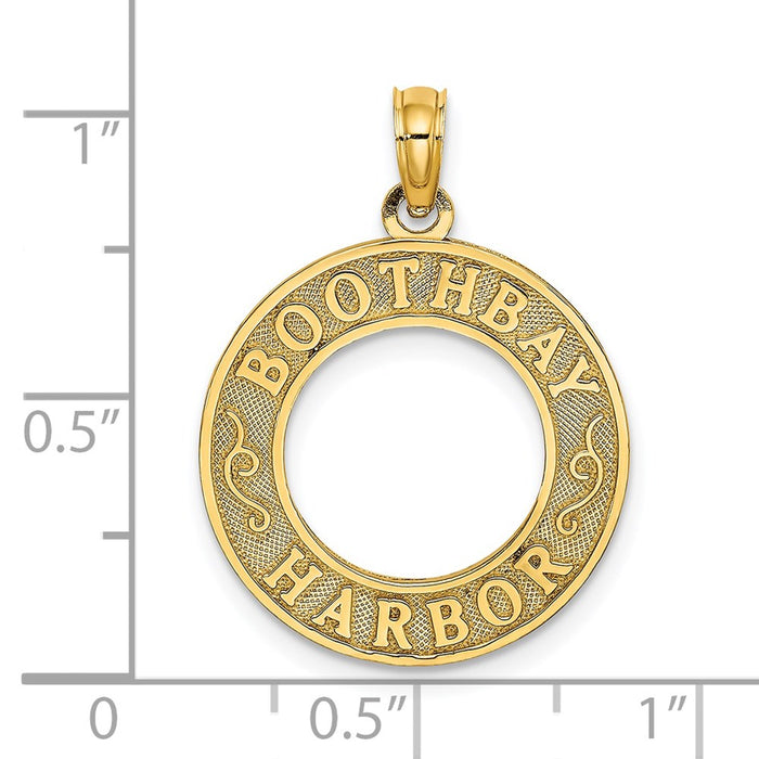 Million Charms 14K Yellow Gold Themed Boothbay Harbor On Round Frame Charm