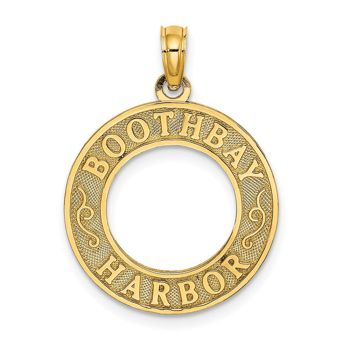 Million Charms 14K Yellow Gold Themed Boothbay Harbor On Round Frame Charm