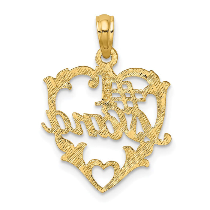 Million Charms 14K Yellow Gold Themed #1 Nana In Heart Charm