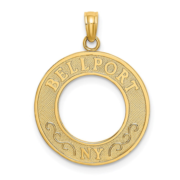 Million Charms 14K Yellow Gold Themed Bellport,Ny On Round Frame Charm