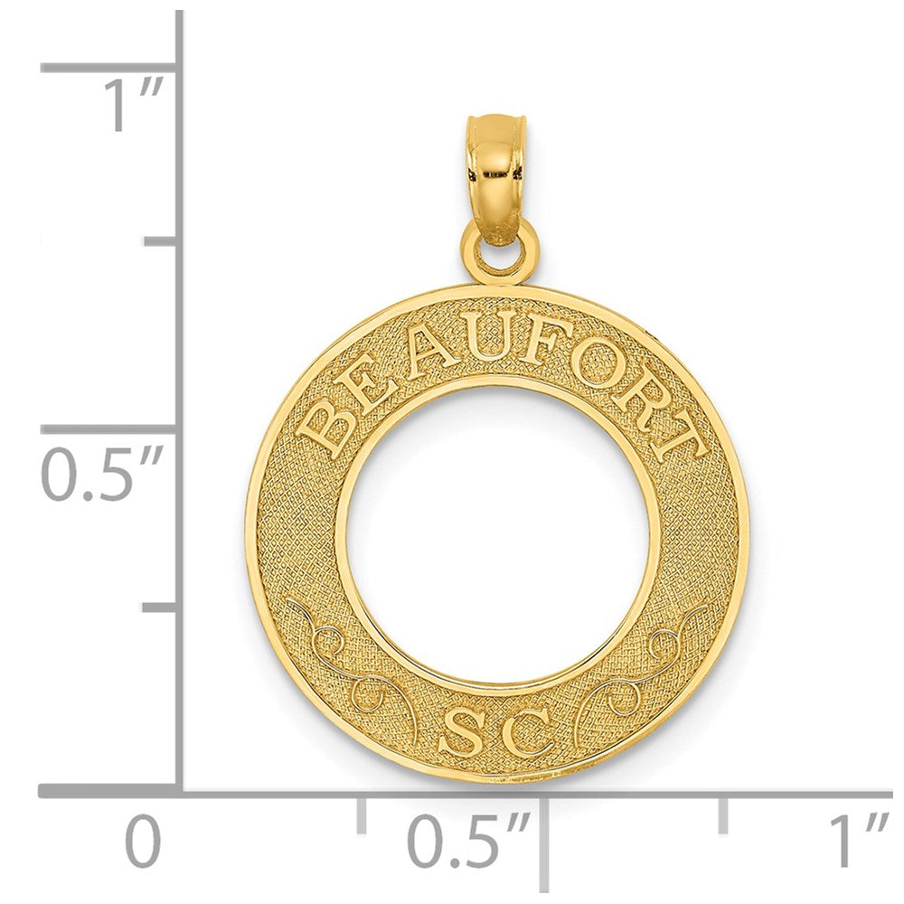 Million Charms 14K Yellow Gold Themed Beaufort, Sc On Round Frame Charm