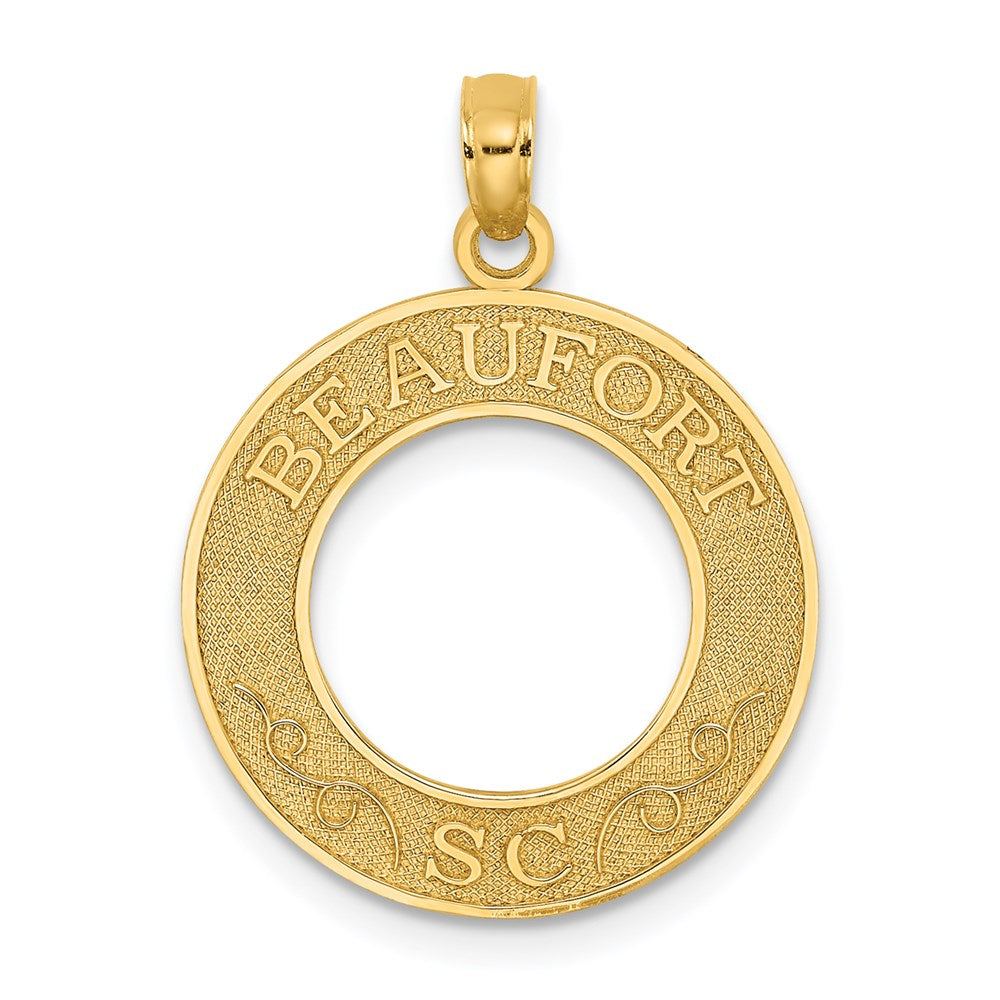 Million Charms 14K Yellow Gold Themed Beaufort, Sc On Round Frame Charm