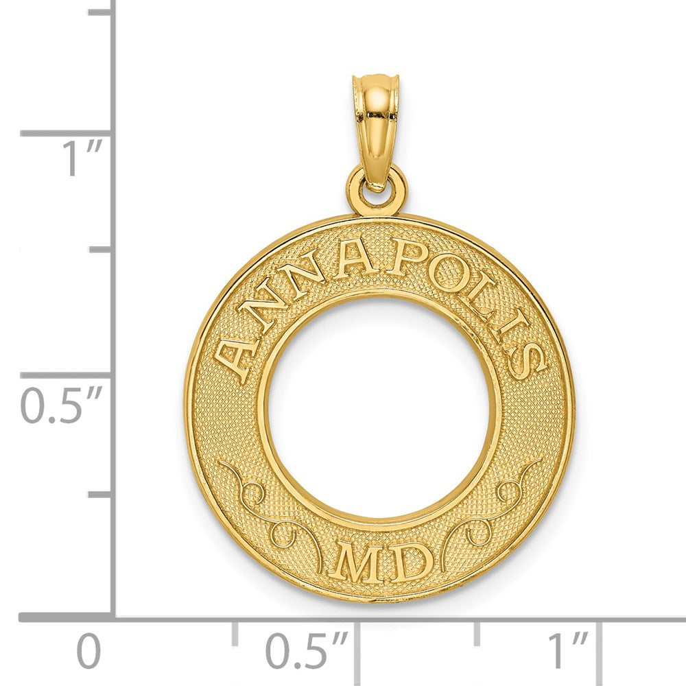 Million Charms 14K Yellow Gold Themed Annapolis, Md On Round Frame Charm