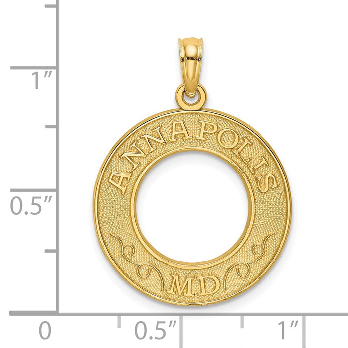 Million Charms 14K Yellow Gold Themed Annapolis, Md On Round Frame Charm