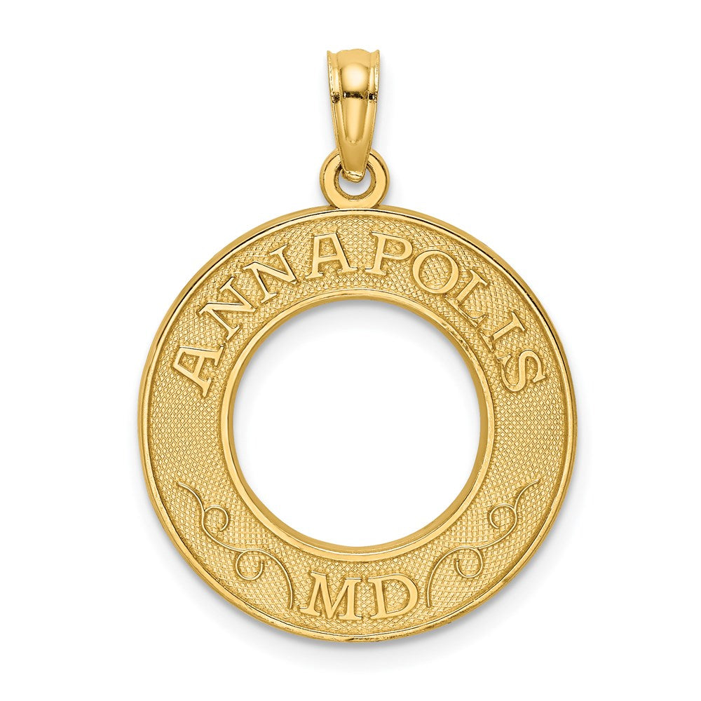 Million Charms 14K Yellow Gold Themed Annapolis, Md On Round Frame Charm