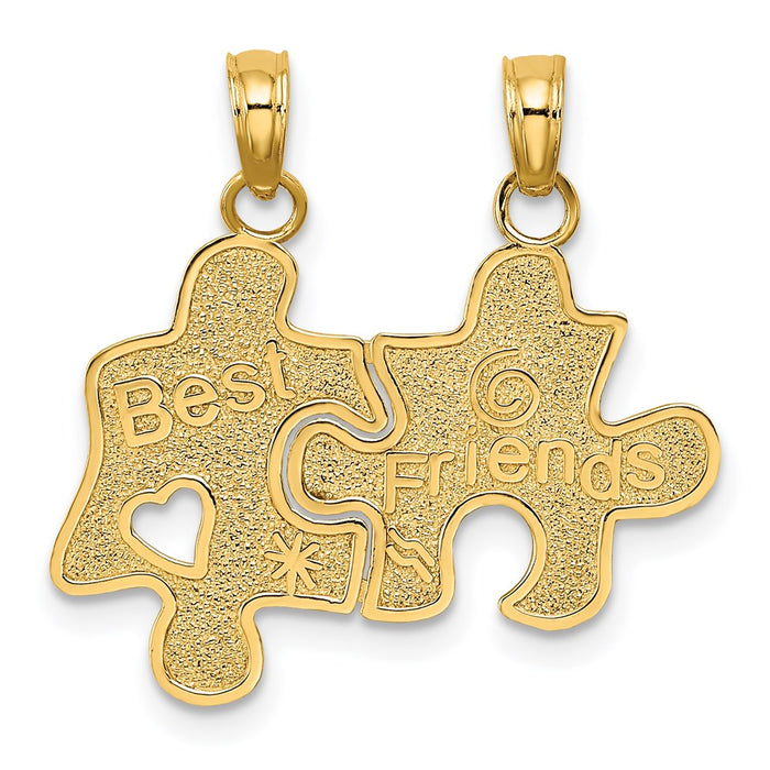 Million Charms 14K Yellow Gold Themed Best Friends Breakable Puzzle Pieces Charm