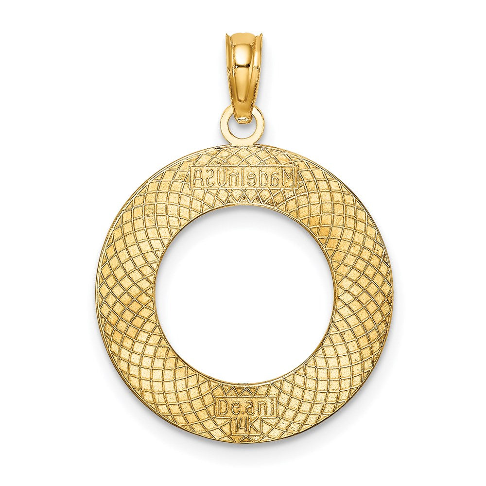 Million Charms 14K Yellow Gold Themed Antigua On Round Frame Charm